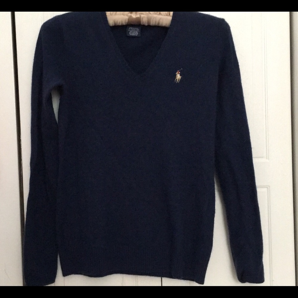 Women’s wool navy polo sweater